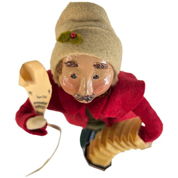 Byers Choice Caroler Man Holding Sheet Music Accordion Signed Limited Edition - Picture 7 of 12